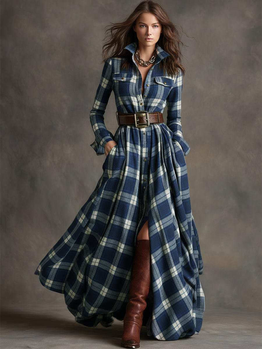 Giulietta – Maxi Checked Shirt Dress with Belt